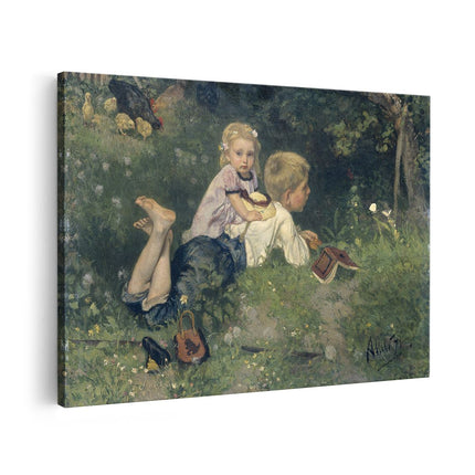 Canvas schilderij vooraanzicht De Vlinders - August Allebé