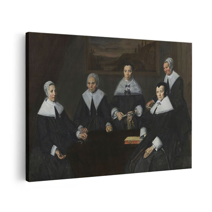 Canvas schilderij vooraanzicht Groepsportret van de Regentessen van het Oudemannenhuis - Frans Hals