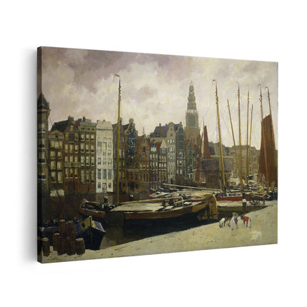 Canvas schilderij vooraanzicht Het Damrak in Amsterdam - George Hendrik Breitner