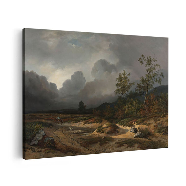 Canvas schilderij vooraanzicht Landschap bij Naderend Onweer - Willem Roelofs