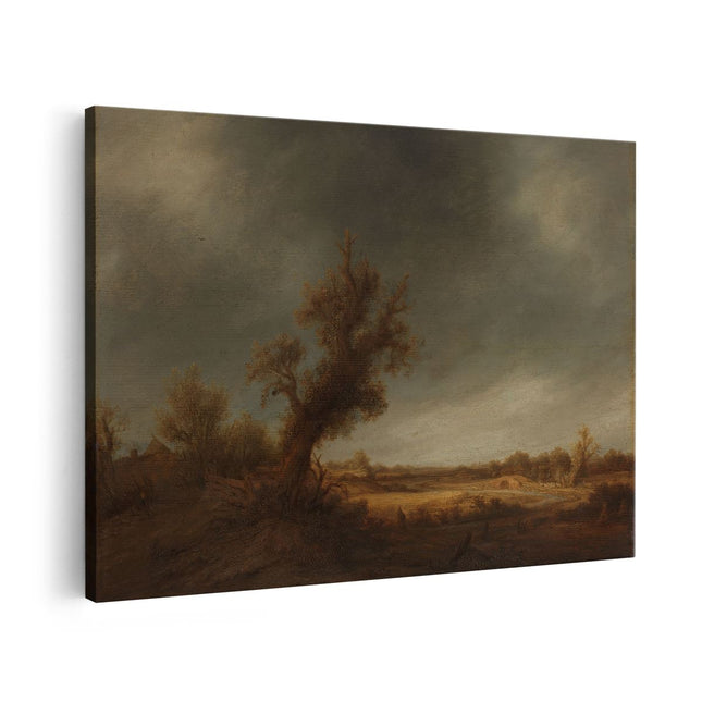 Canvas schilderij vooraanzicht Landschap met Oude Eik - Adriaen van Ostade