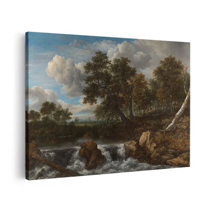 Canvas schilderij vooraanzicht Landschap met Waterval - Jacob van Ruisdael