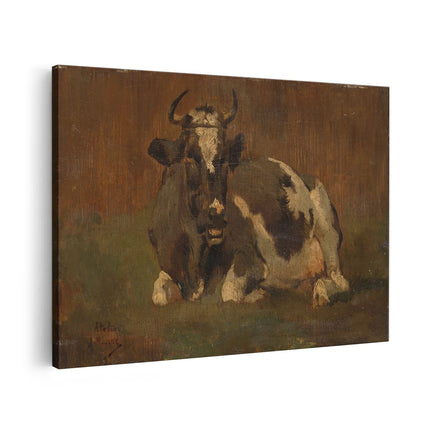 Canvas schilderij vooraanzicht Liggende Koe - Anton Mauve