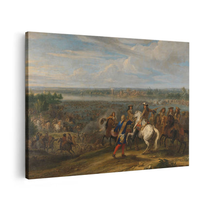 Canvas schilderij vooraanzicht Lodewijk XIV trekt bij Lobith Nederland binnen - Adam Frans van der Meulen