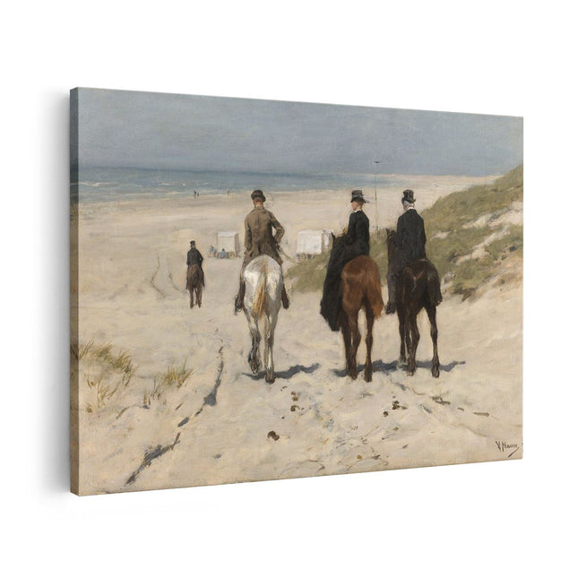 Canvas schilderij vooraanzicht Morgenrit Langs het Strand - Anton Mauve