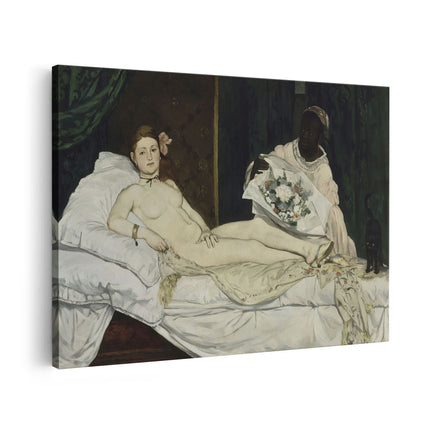 Canvas schilderij vooraanzicht Olympia - Édouard Manet