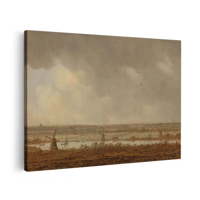 Canvas schilderij vooraanzicht Polderlandschap - Jan van Goyen
