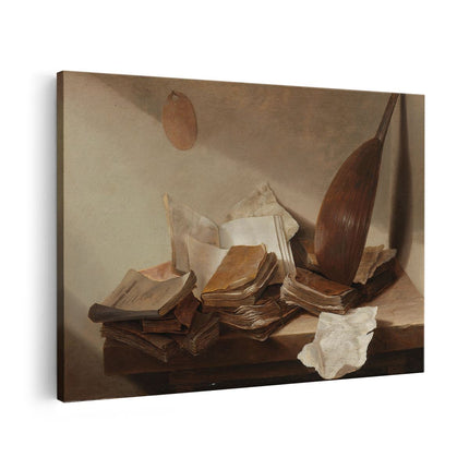 Canvas schilderij vooraanzicht Stilleven met Boeken - Jan Davidsz. de Heem