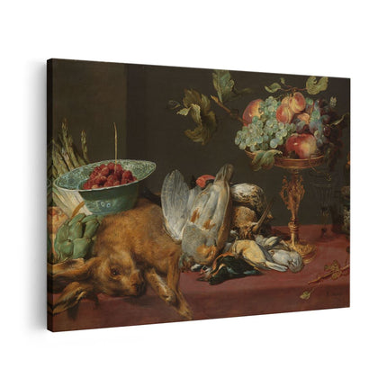 Canvas schilderij vooraanzicht Stilleven met Dood Wild , Vruchten en Groenten - Frans Snijders