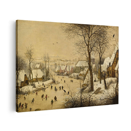 Canvas schilderij vooraanzicht Winterlandschap met Schaatsers en Vogelknip - Pieter Bruegel de Oude