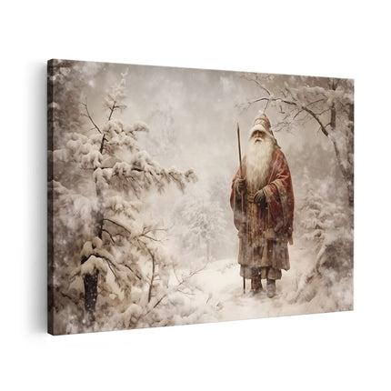 Canvas schilderij vooraanzicht Kerstman Vintage in de Winter - Kerstmis