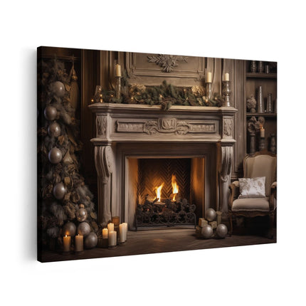 Canvas schilderij vooraanzicht Kerstmis Openhaard