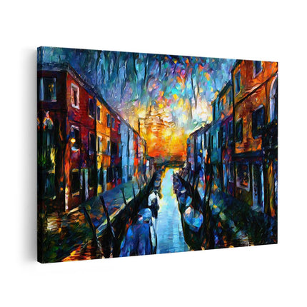 Canvas schilderij vooraanzicht Stad in Kleuren