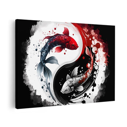 Canvas schilderij vooraanzicht Twee Koi Karper Vissen