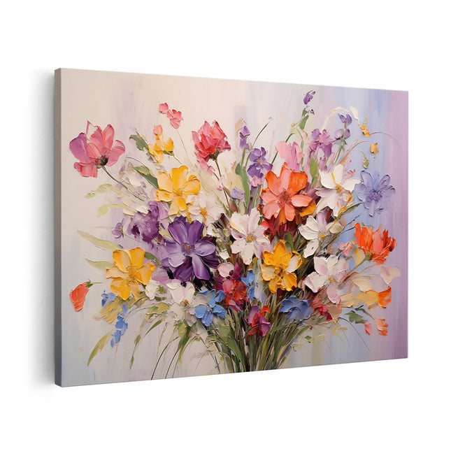 Canvas schilderij vooraanzicht Boeket Bloemen in Kleur
