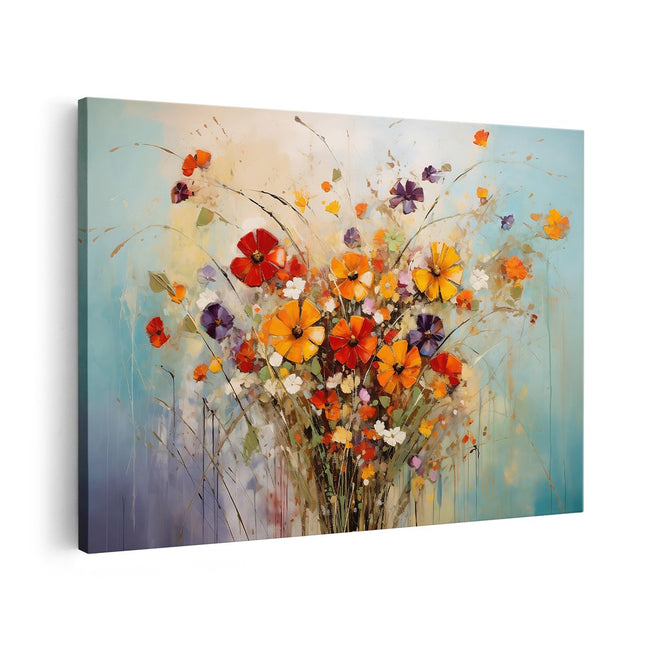 Canvas schilderij vooraanzicht Boeket Bloemen in Kleur