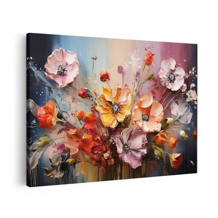 Canvas schilderij vooraanzicht Boeket Bloemen in Kleur