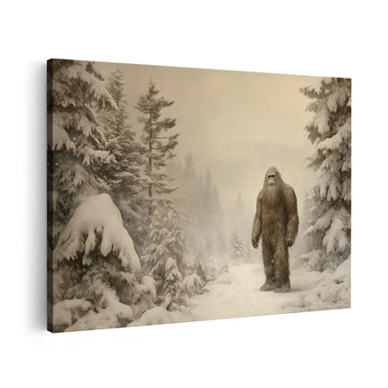 Canvas schilderij vooraanzicht Bigfoot in het Bos - Winter