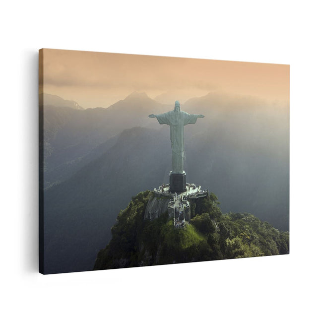 Canvas schilderij vooraanzicht Christus de Verlosser in Rio de Janeiro