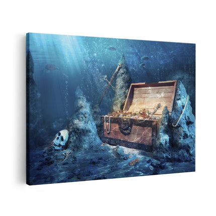 Canvas schilderij vooraanzicht Schatkist Onderwater