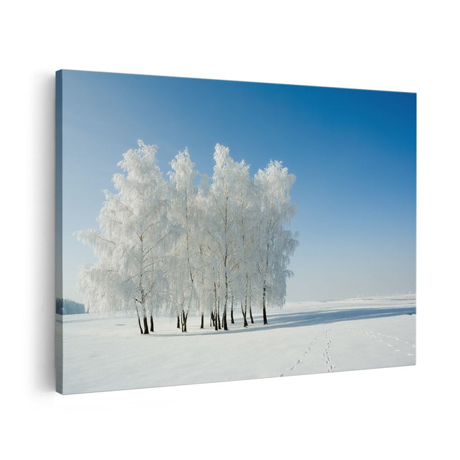 Canvas schilderij vooraanzicht Winter Landschap van Bomen