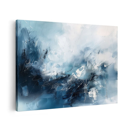 Canvas schilderij vooraanzicht Abstract Kunstwerk in Blauw en Wit