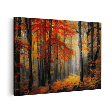 Canvas schilderij vooraanzicht Bos in de Herfst