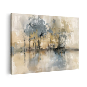 Canvas schilderij vooraanzicht Kunstwerk van Bomen in het Water