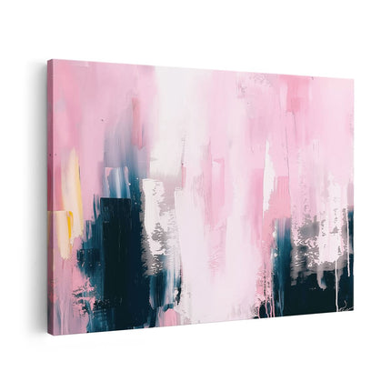 Canvas schilderij vooraanzicht Abstract Kunstwerk in Roze en Zwart