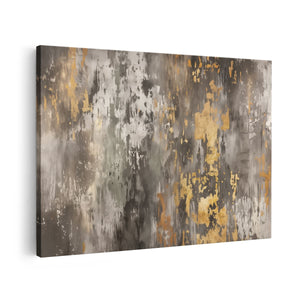 Canvas schilderij vooraanzicht De Afbeelding Toont een Grijze en Gouden Verf op een Muur