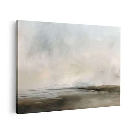 Canvas schilderij vooraanzicht Kunstwerk van een Strand met een Bewolkte Hemel