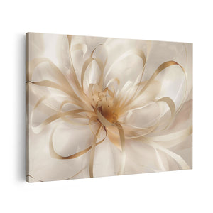 Canvas schilderij vooraanzicht Witte Bloem met Gouden Linten