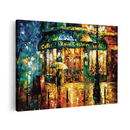 Canvas schilderij vooraanzicht Kunstwerk van een Café 's Nachts