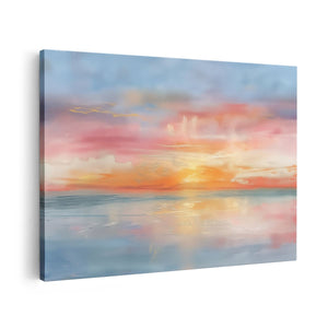 Canvas schilderij vooraanzicht Aquarelkunstwerk van een Zonsondergang