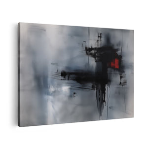 Canvas schilderij vooraanzicht Abstract Kunstwerk met Rode en Zwarte Inkt