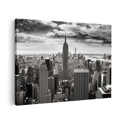 Canvas schilderij vooraanzicht Zwart Witfoto van de Skyline van New York