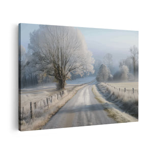 Canvas schilderij vooraanzicht IJzige Weg op het Platteland