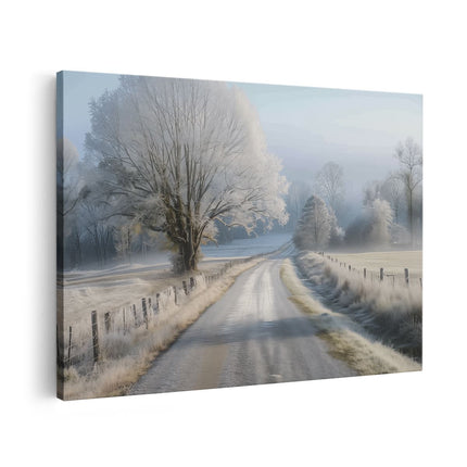 Canvas schilderij vooraanzicht IJzige Weg op het Platteland