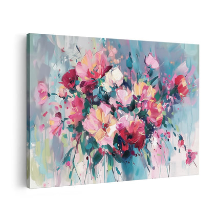 Canvas schilderij vooraanzicht Kunstwerk van Bloemen in een Vaas