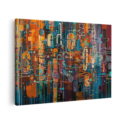 Canvas schilderij vooraanzicht Abstract Kunstwerk met veel Kleuren en Vormen