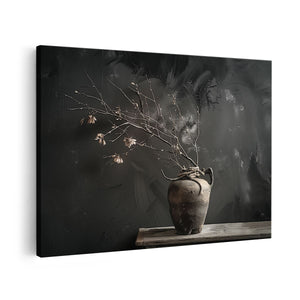 Canvas schilderij vooraanzicht Vaas op een Tafel