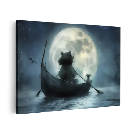Canvas schilderij vooraanzicht Teddybeer in een Boot