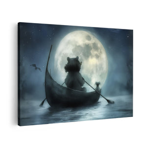 Canvas schilderij vooraanzicht Teddybeer in een Boot