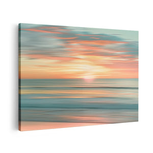 Canvas schilderij vooraanzicht Zonsondergang boven de Oceaan
