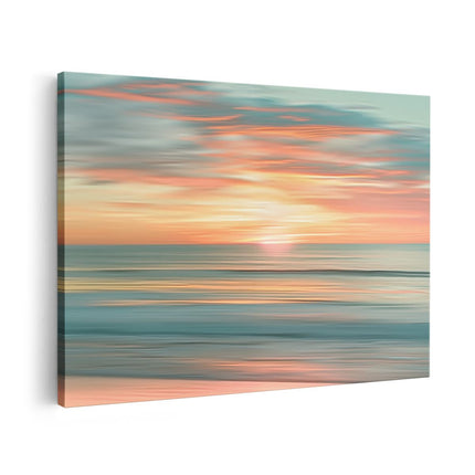 Canvas schilderij vooraanzicht Zonsondergang boven de Oceaan