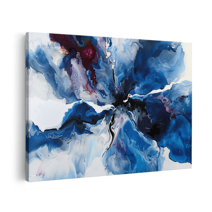 Canvas schilderij vooraanzicht Abstract Kunstwerk van een Blauwe Bloem