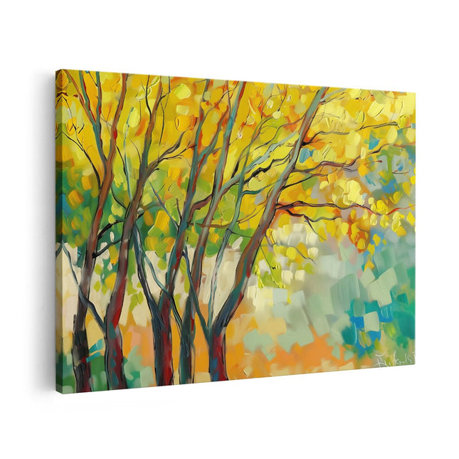 Canvas schilderij vooraanzicht Kunstwerk van Bomen in de Herfst