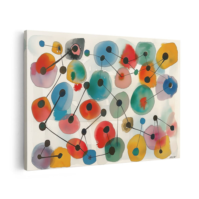 Canvas schilderij vooraanzicht Aquarelkunstwerk van Cirkels en Stippen