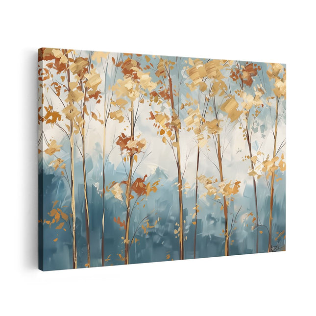 Canvas schilderij vooraanzicht Kunstwerk van Herfstbomen
