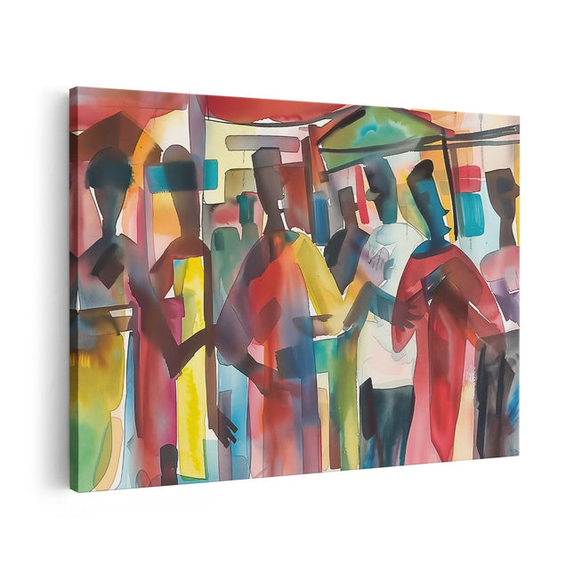 Canvas schilderij vooraanzicht Kunstwerk van een Groep Mensen